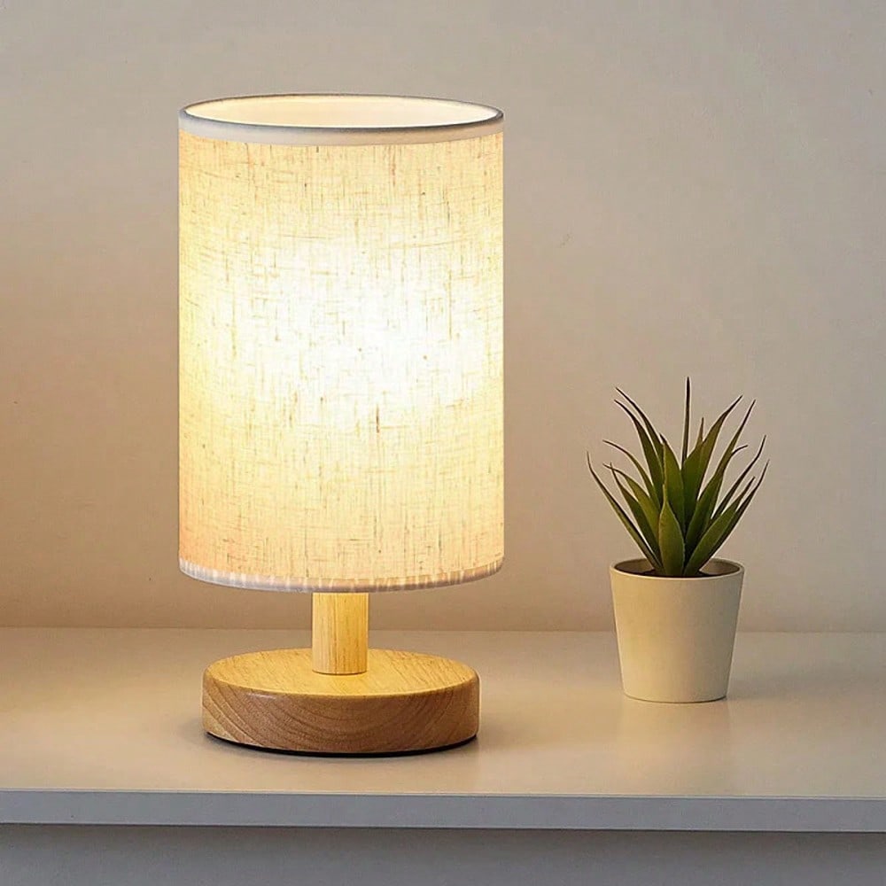 Decor Lighting Lamps - โคมไฟตั้งโต๊ะตกแต่งสไตล์นอร์ดิกสมัยใหม่ ทำจากไม้และผ้า เหมาะสำหรับใช้เป็นไฟข้างเตียงในห้องนอน ห้องทำงาน และเป็นไฟกลางคืน LED