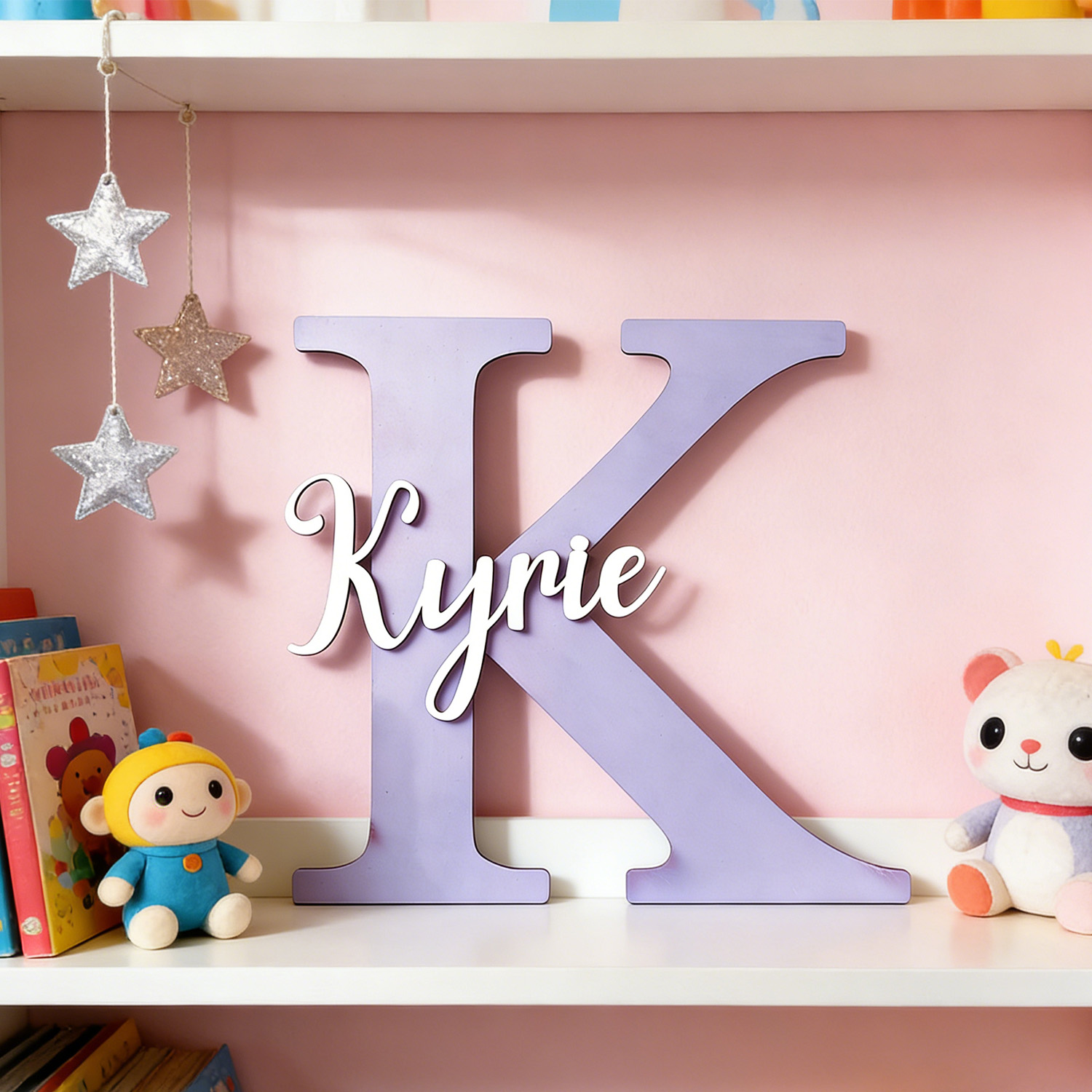 ป้ายชื่อไม้สีม่วงอ่อนสองชั้นแบ - Lighting Christmas Decor บทวิจารณ์และราคา
