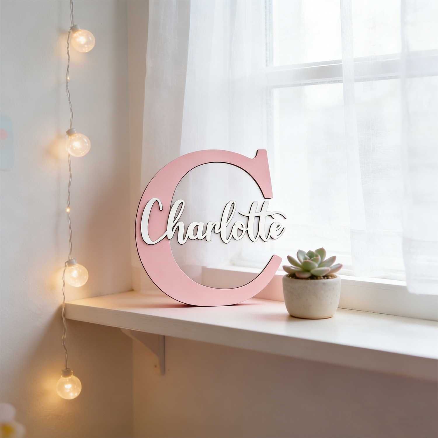 ป้ายชื่อไม้สีม่วงอ่อนสองชั้นแบ - Lighting Christmas Decor บทวิจารณ์และราคา