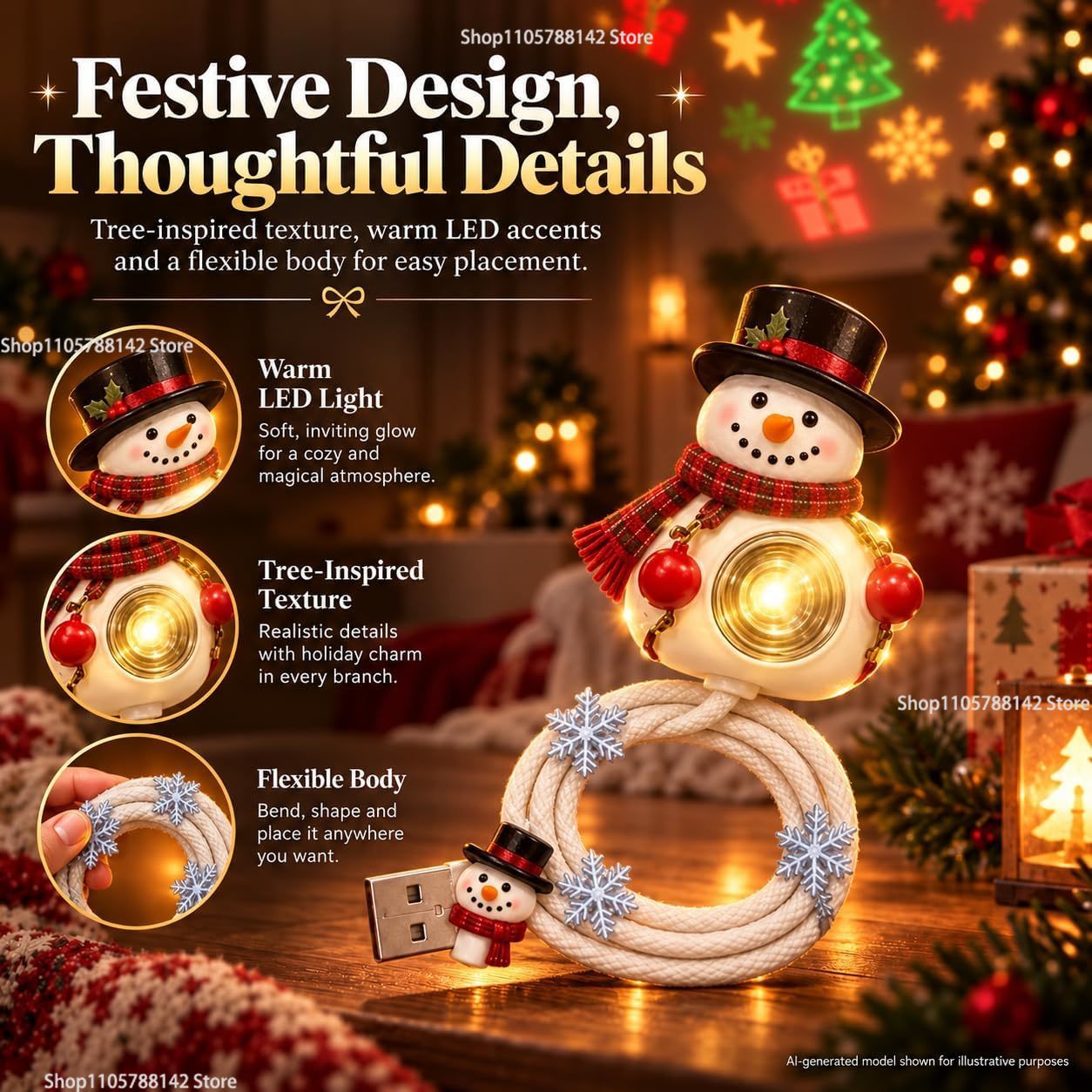ไฟโปรเจคเตอร์คริสต์มาสรูปตุ๊กต - Lighting Christmas Decor บทวิจารณ์และราคา